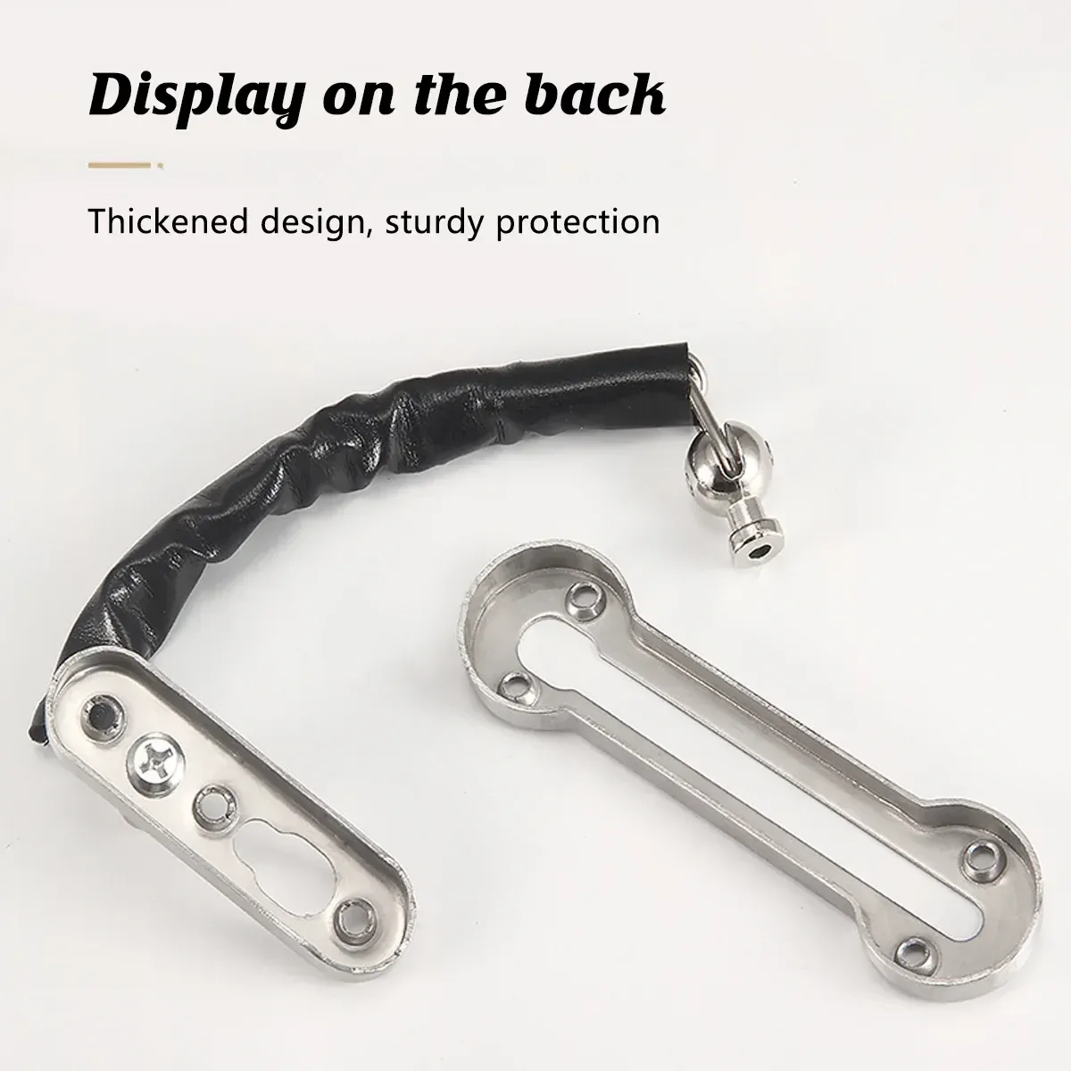 Home Security Door Chain Stainless Steel Guard Slide Screws Front Secure Catch - Black