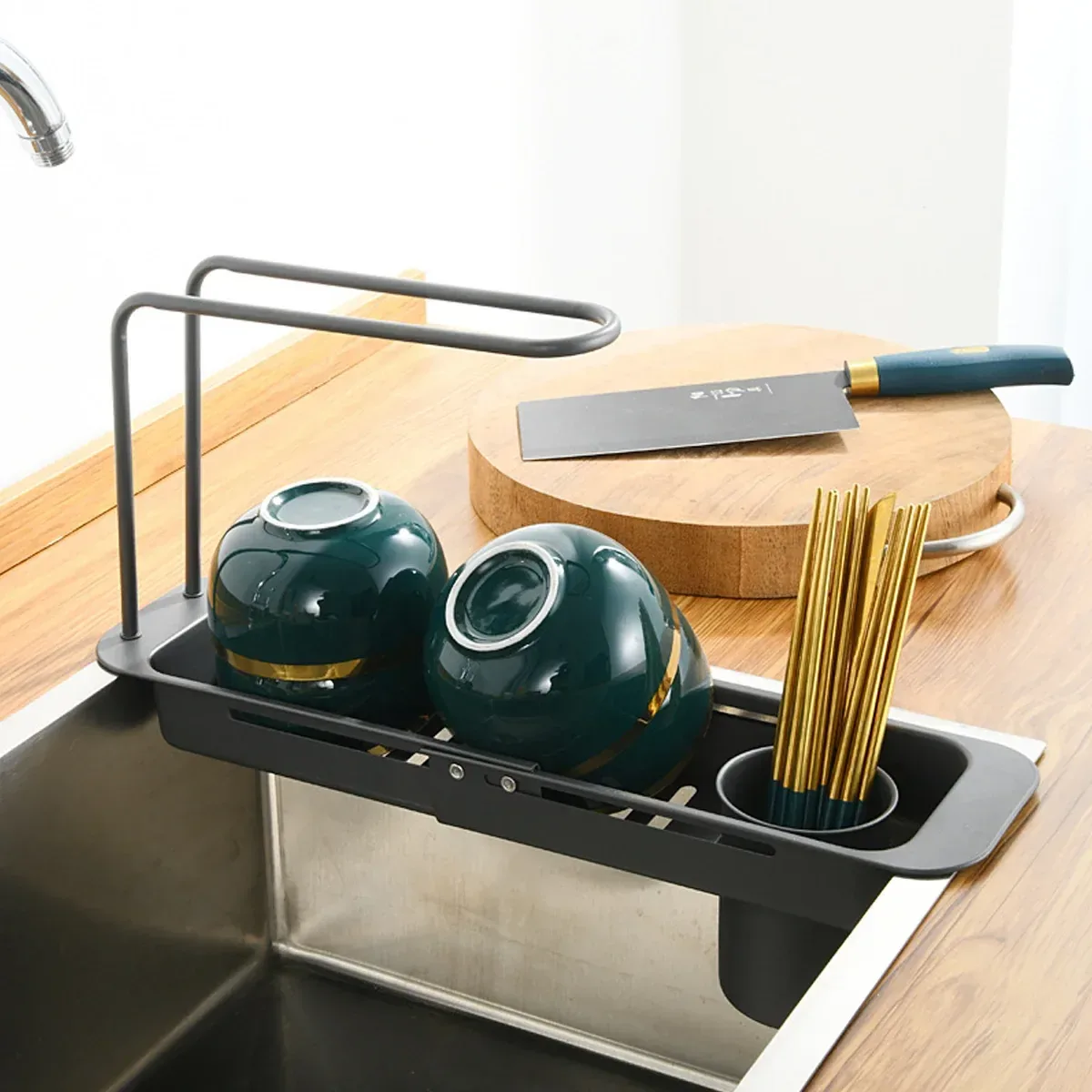 Retractable Stainless Steel Kitchen Sink Drain Rack Kitchen Counter Storage