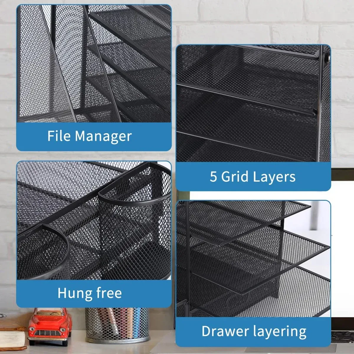 Multi-Tier Desktop Organizer File Holder Document Storage Rack Office Shelf