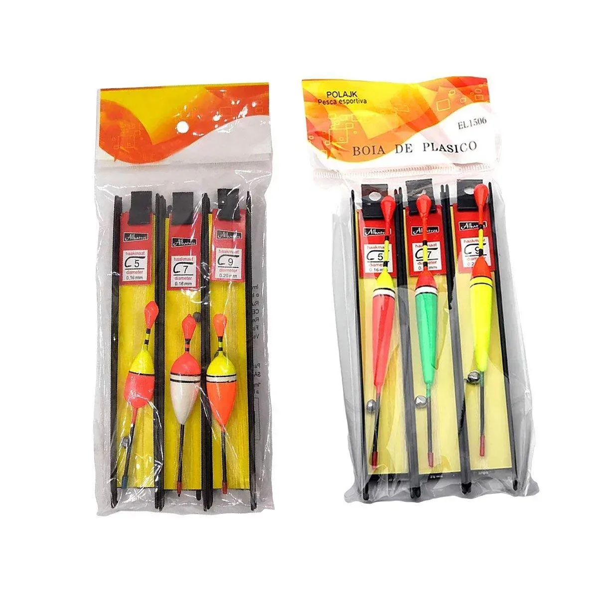 6Pcs Fishing Floats Set Fishing Bobber Hook Kits Straight Column Water Drop Type