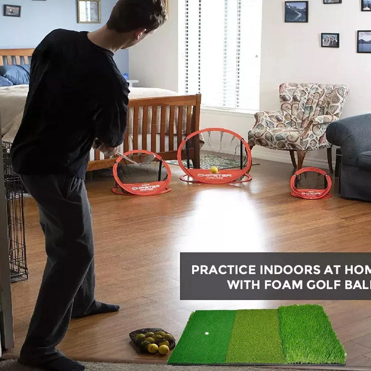 3in1 Golf Training Mat Portable Hitting Practice Driving Range Training Tool
