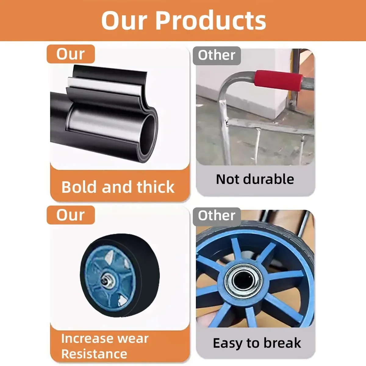 Folding Hand Trolley Heavy Duty Solid Wheel or Stair Climber Tri Wheel for Moving