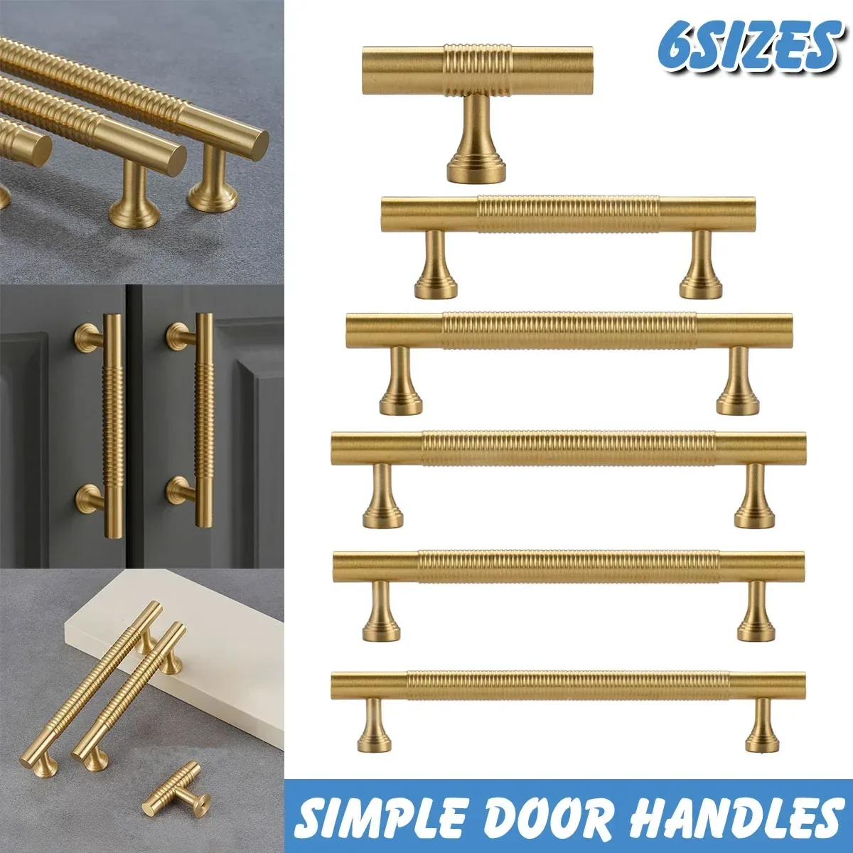 6 Sizes Gold Cabinet Door Handle Light Luxury Bronze Pull for Wardrobe Drawer - 192mm-Hole Distance
