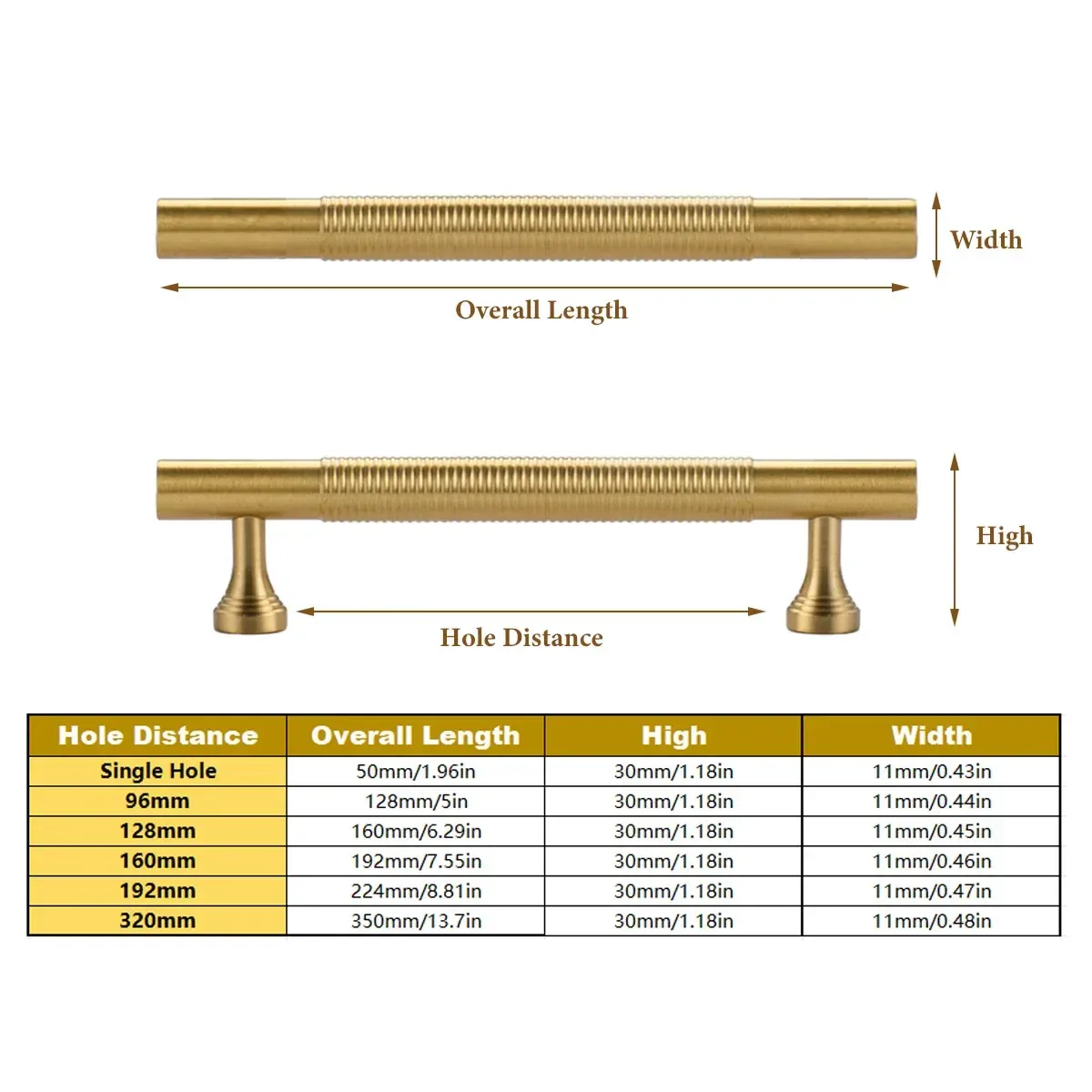 6 Sizes Gold Cabinet Door Handle Light Luxury Bronze Pull for Wardrobe Drawer - 192mm-Hole Distance