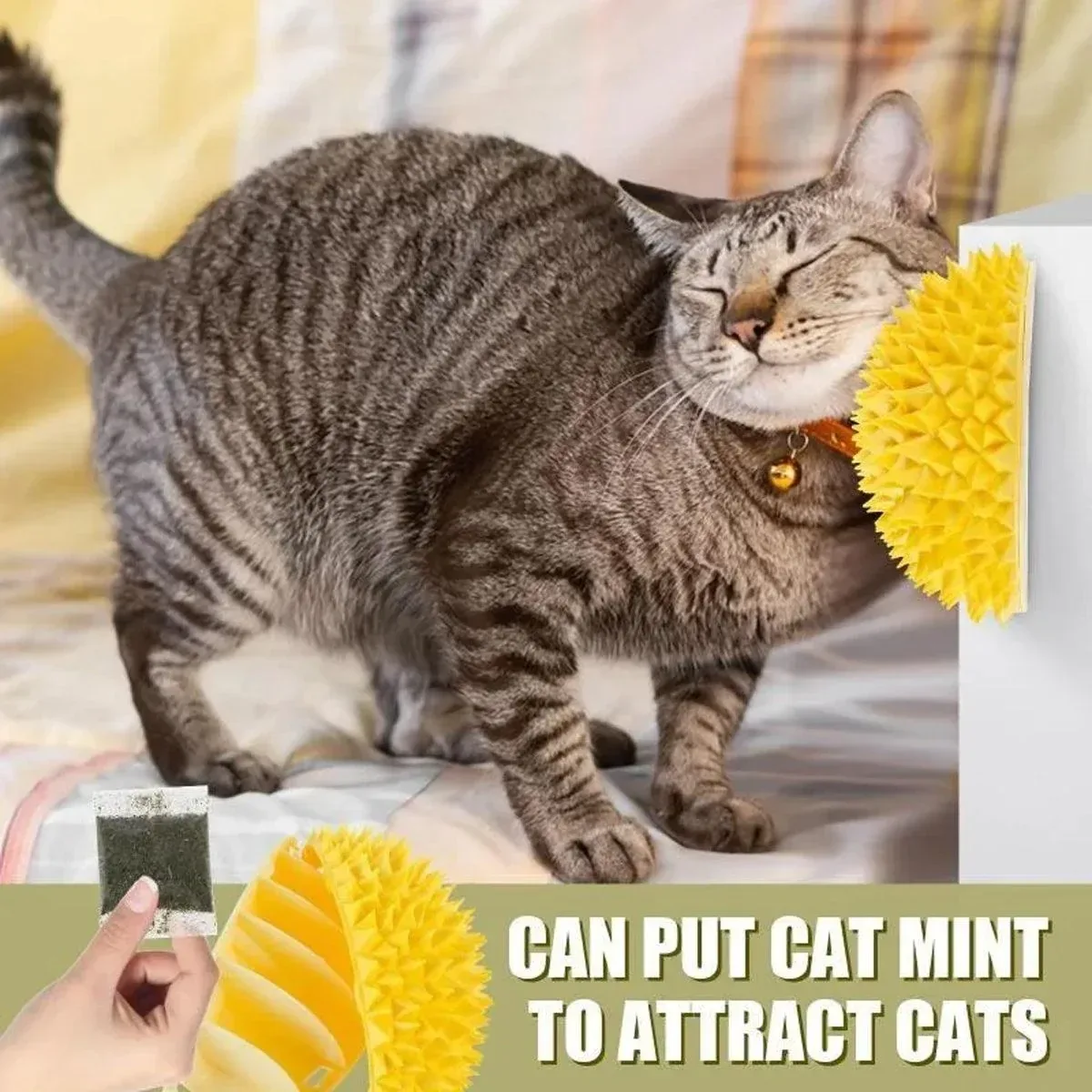 Durian Rubbing Comb for Cats Grooming Massage Tool Pet Hair Comb for Shedding - Green
