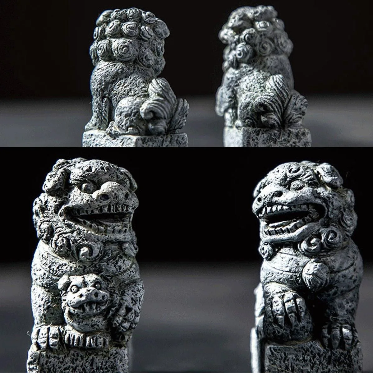 1Pair Elegant Resin Lion Statues Creative Home Decor Coffee Table Ornament Small