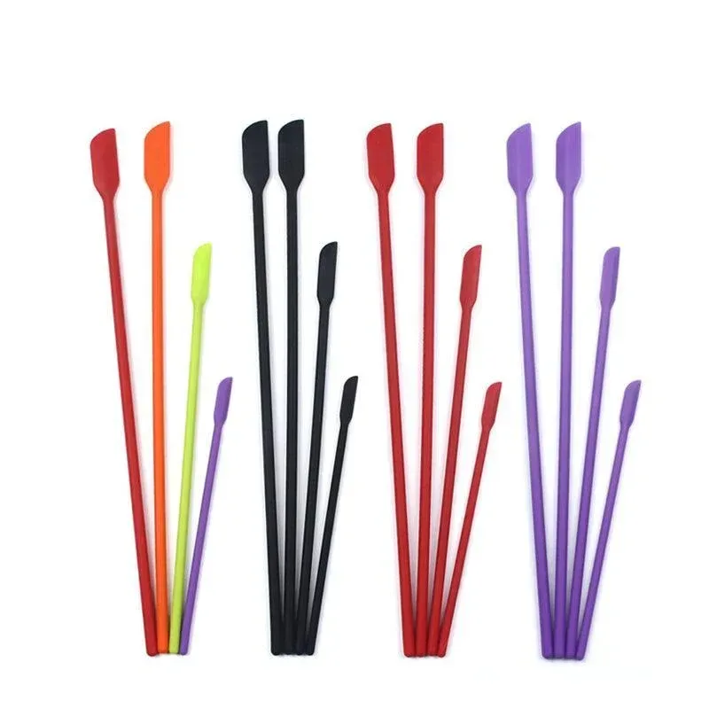 4X Silicone Mini Spatula Jar Scraper Scoop Tip Long Spatula Cosmetic Bottle B8A3