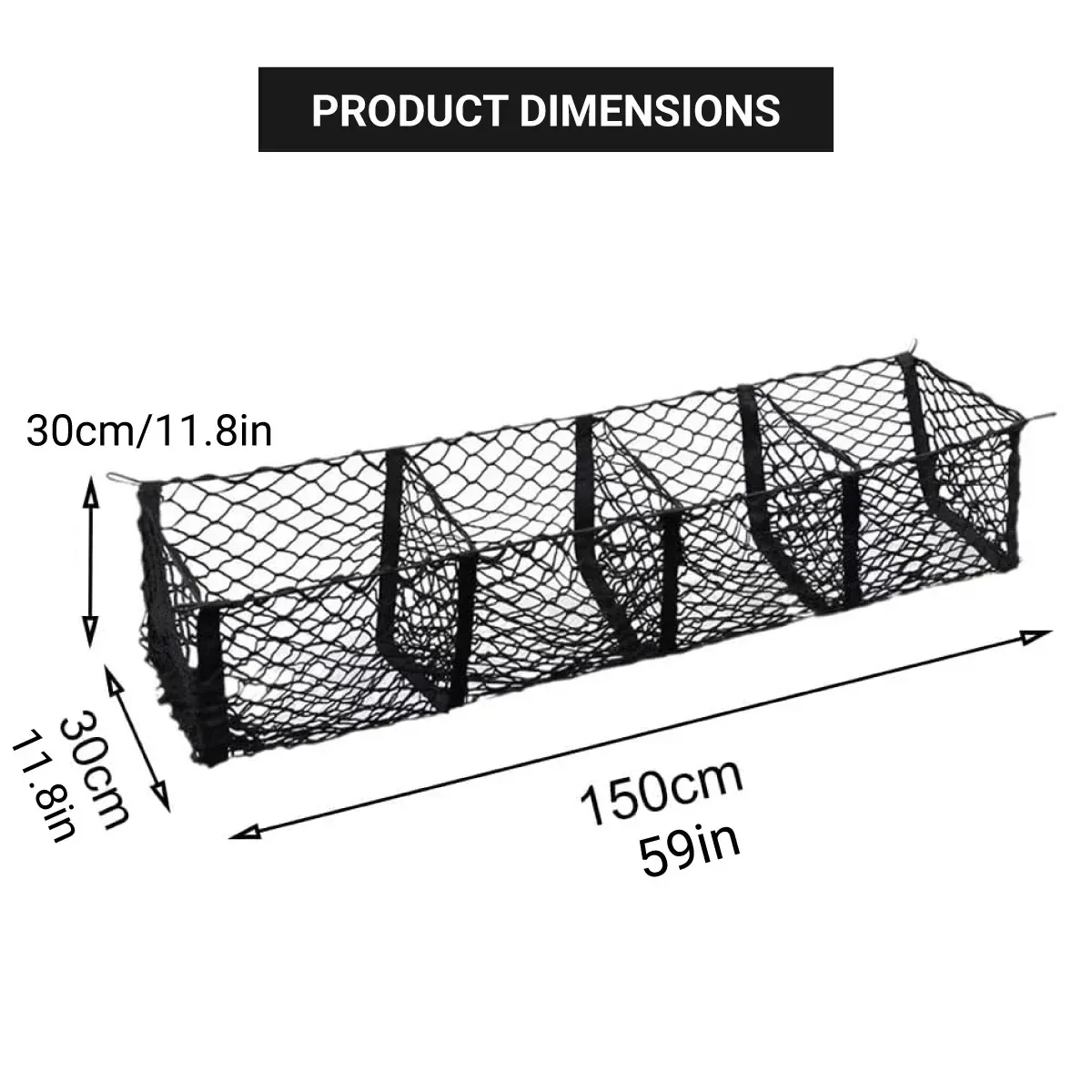 Trunk Cargo Net Bag Stereo Boot Storage Organiser SUV Pickup 4 Compartment 150cm