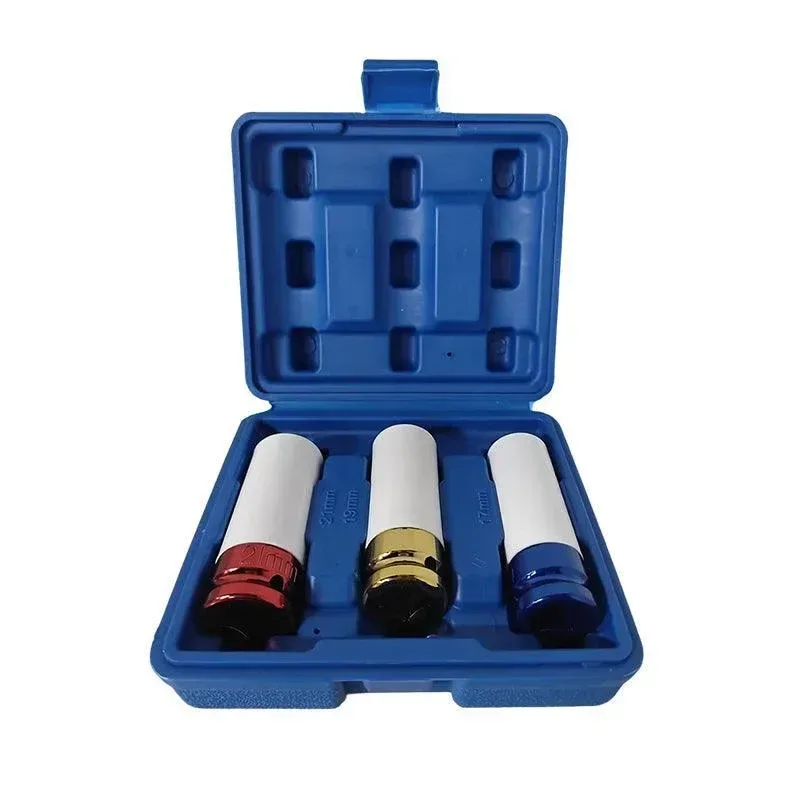 3PCS Deep Impact Nut Socket Set 17mm 19mm 21mm for Alloy Wheels