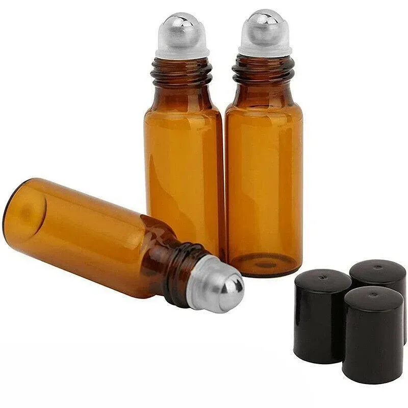10Ml Roller Rollerball Perfume Essential Oil Roll On Ball Amber Glass Bottle