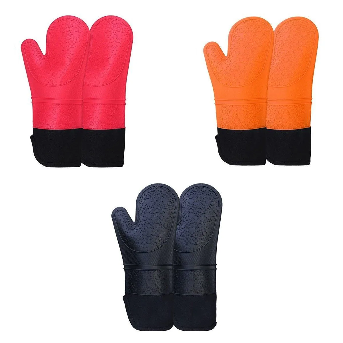 2pcs Insulated Oven Mitts Heat Resistant Gloves for Kitchen Household Use - Orange