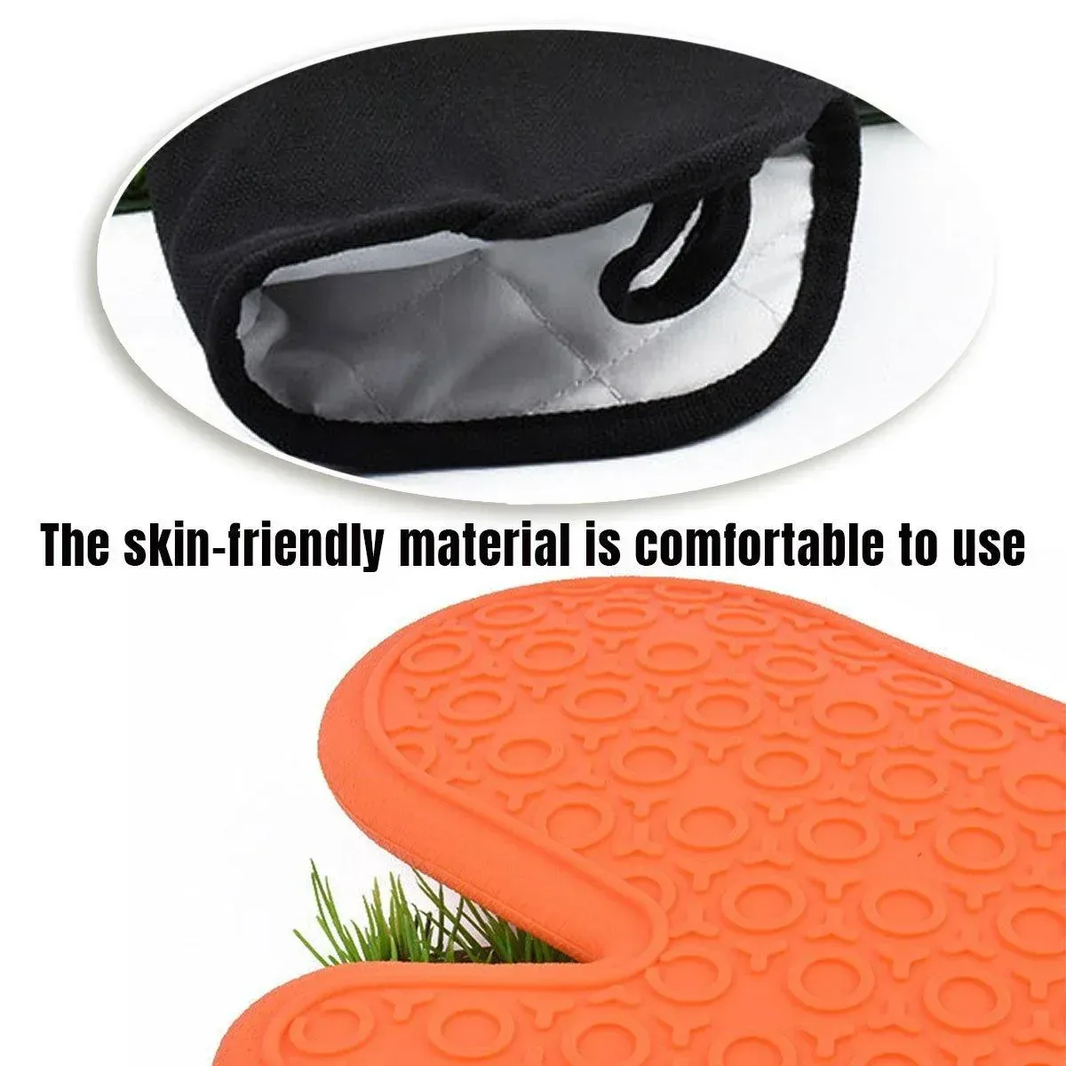 2pcs Insulated Oven Mitts Heat Resistant Gloves for Kitchen Household Use - Orange
