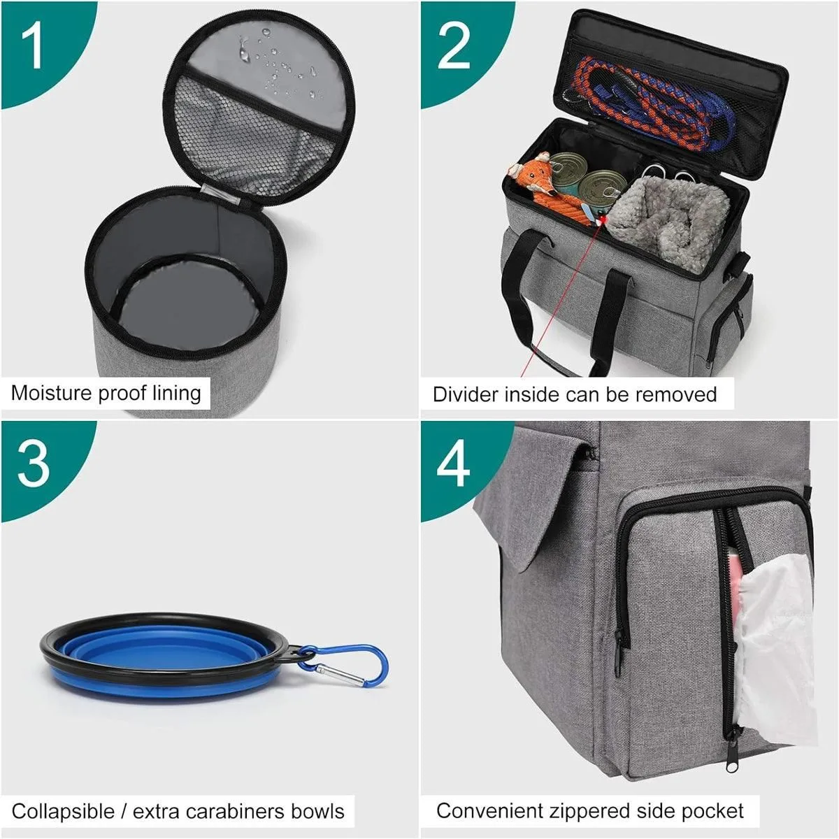 6PCS Pet Travel Outing Backpack Large Capacity Folding Storage Multifunctional