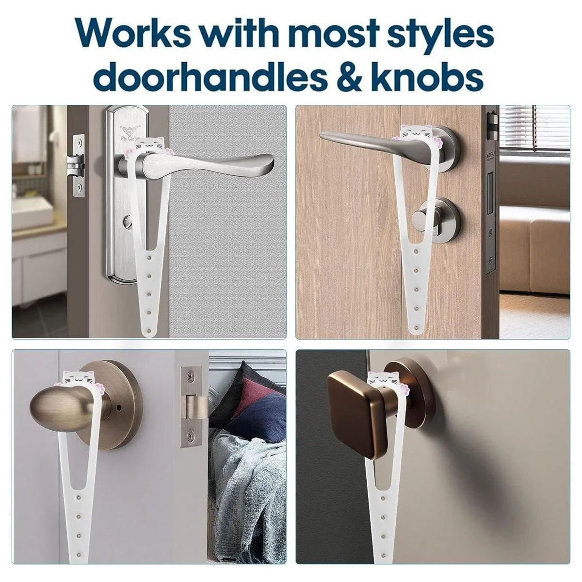 2PCS Adjustable Cat Door Strap for Room Access Control Prevent Large Pets Entering - Black