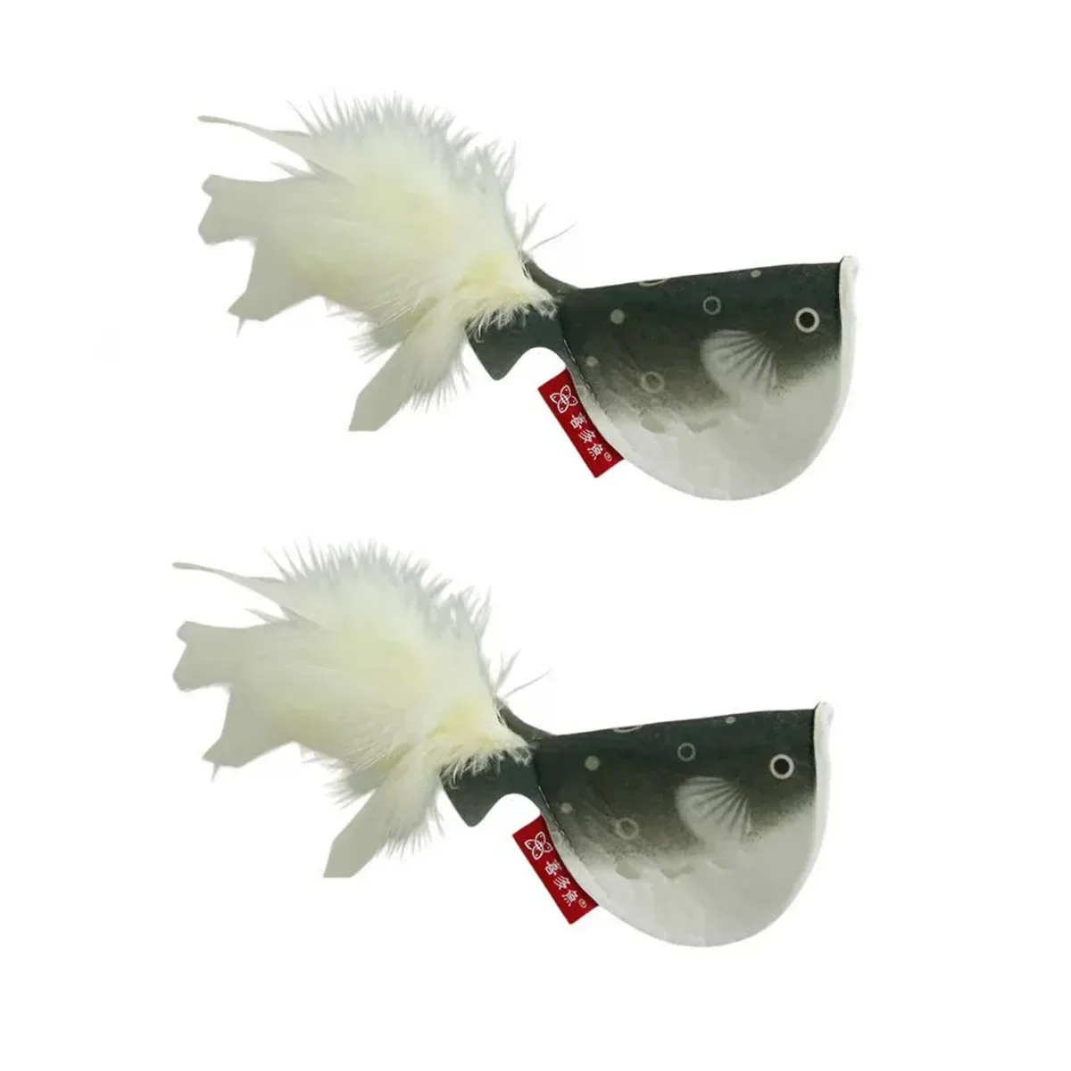 2pcs Catnip Pufferfish Cat Toy with Feather Tail Bell Interactive Felt Toy