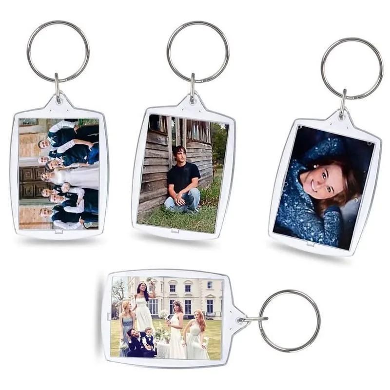 10PCS Clear Acrylic Photo Keyring - DIY Picture Frame Keychain Gifts