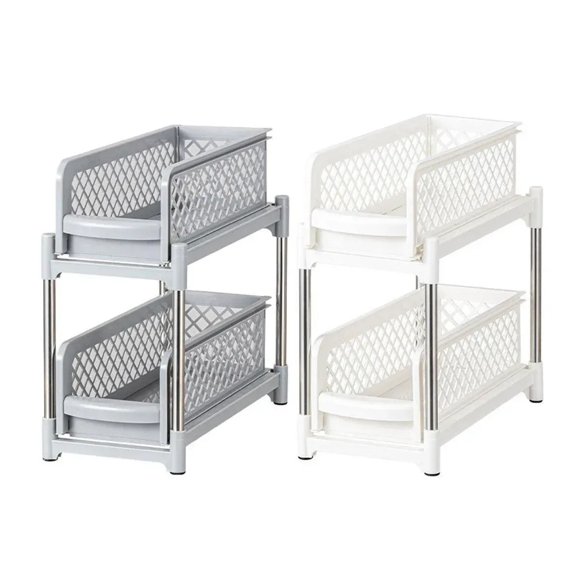 Bathroom Kitchen Sink Storage Rack Drawer Plastic Shelf Seasoning Holder