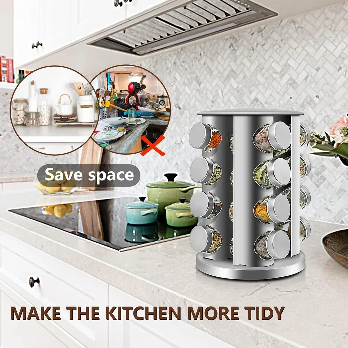 Rotating Spice Bottle Seasoning Rack Multi layer Seasoning Jar Storage Kitchen
