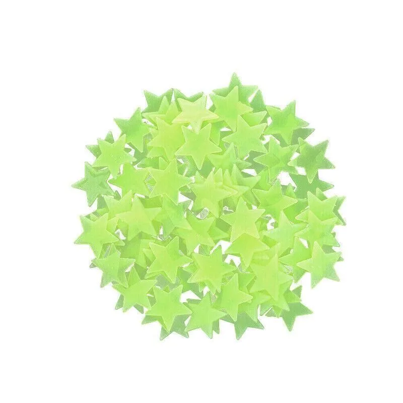 100 Pieces Glow-in-the-Dark Luminous Star Wall Stickers for Bedroom or Ceiling Decor