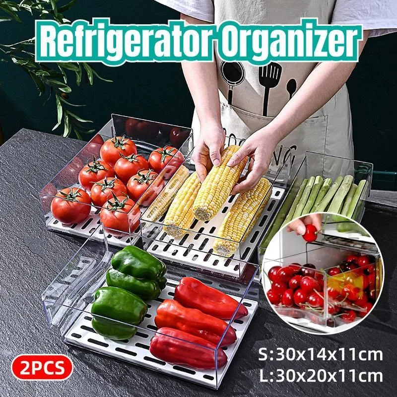 Kitchen Fridge Drawer Organiser Storage Boxes Refrigerator Storage Containers - 20cm