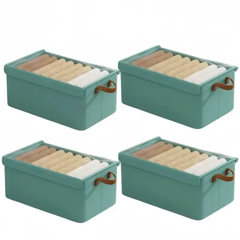 4pcs Foldable Clothes Storage Box Organizer Fabric Storage Box for Organization