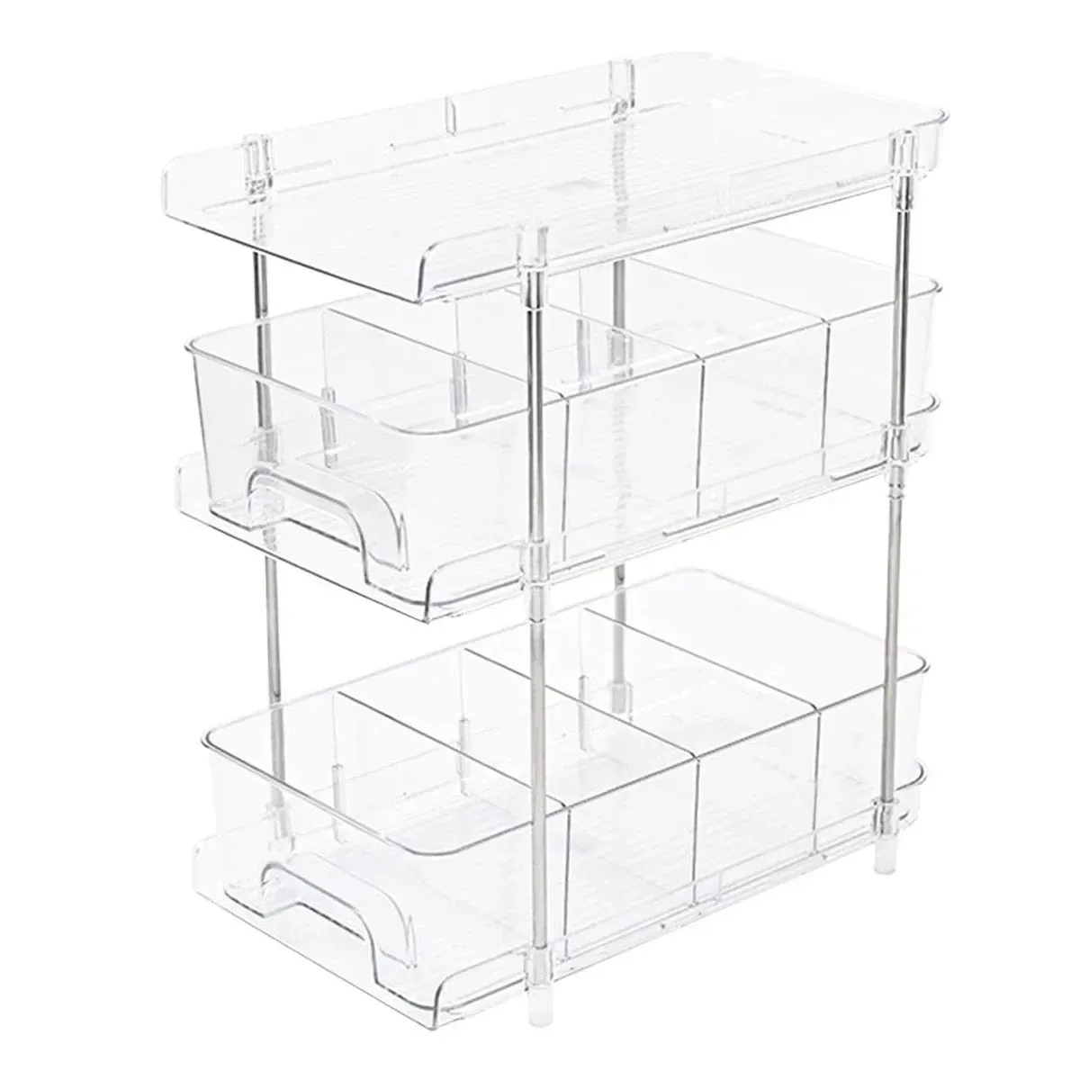 3 Layer Transparent Storage Rack Multi Functional Organizer Shelf Clear for Home