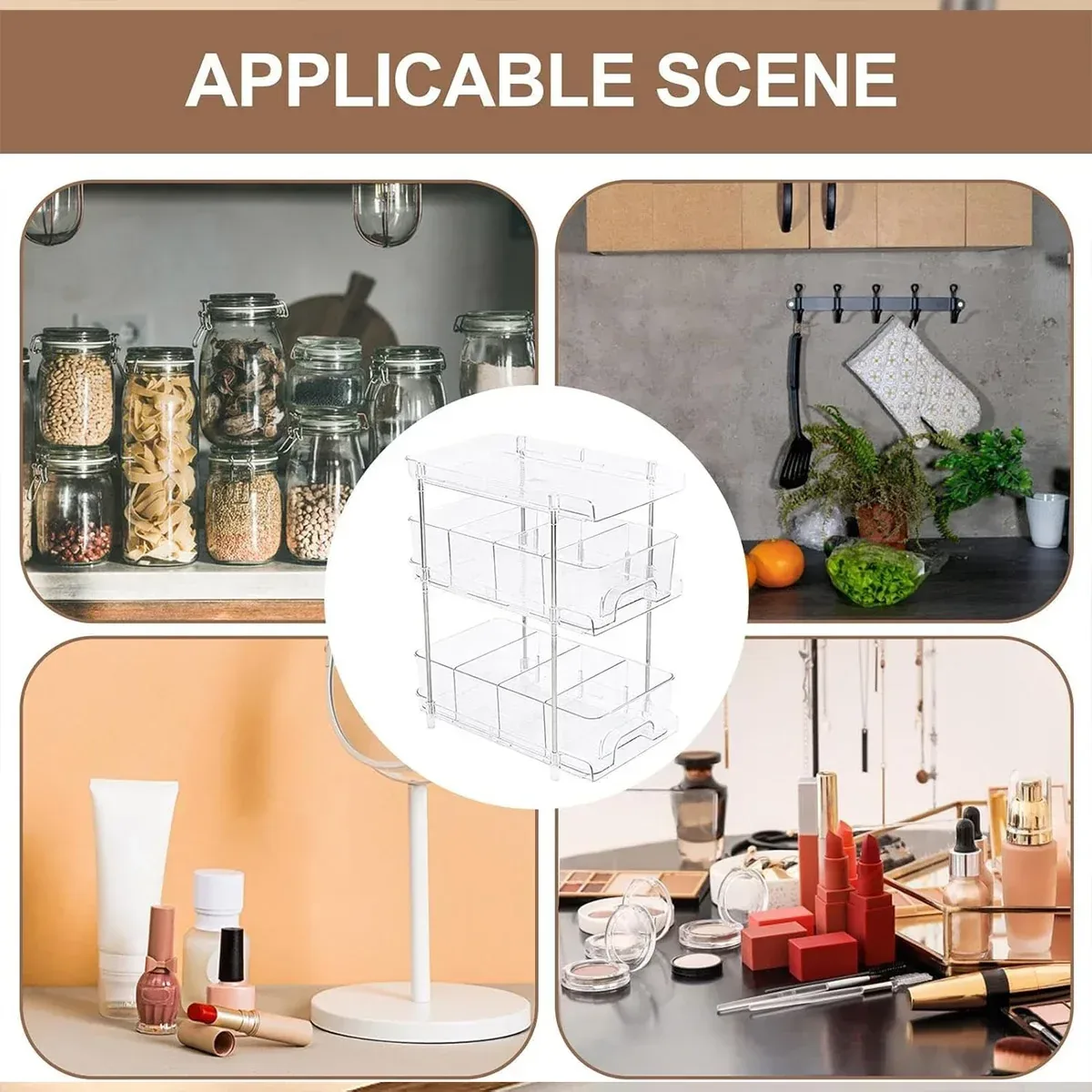 3 Layer Transparent Storage Rack Multi Functional Organizer Shelf Clear for Home