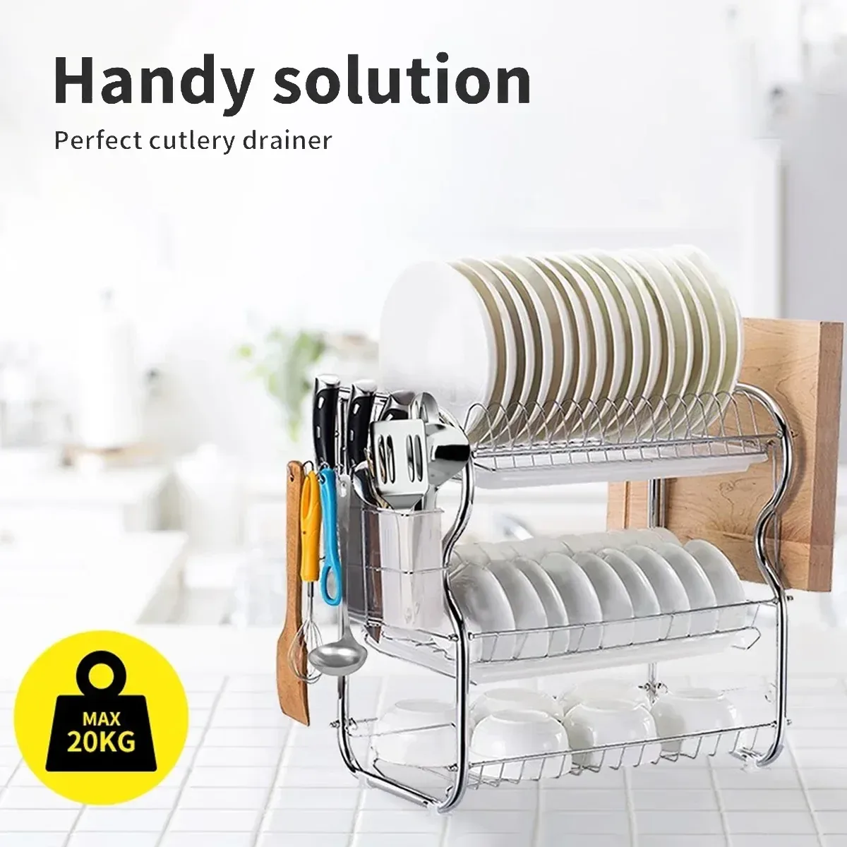 Kitchen Bowl Dish Rack Drainer Storage Cutlery Holder Cupboard Organizer