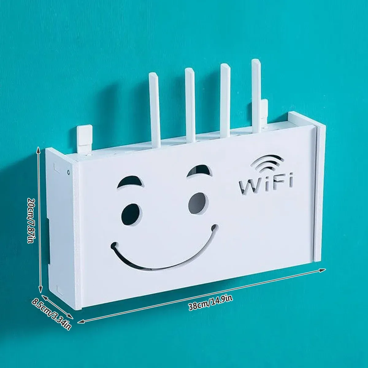 No Drill Wall Mounted Router Storage Box Cable Organizer for WiFi Router Use