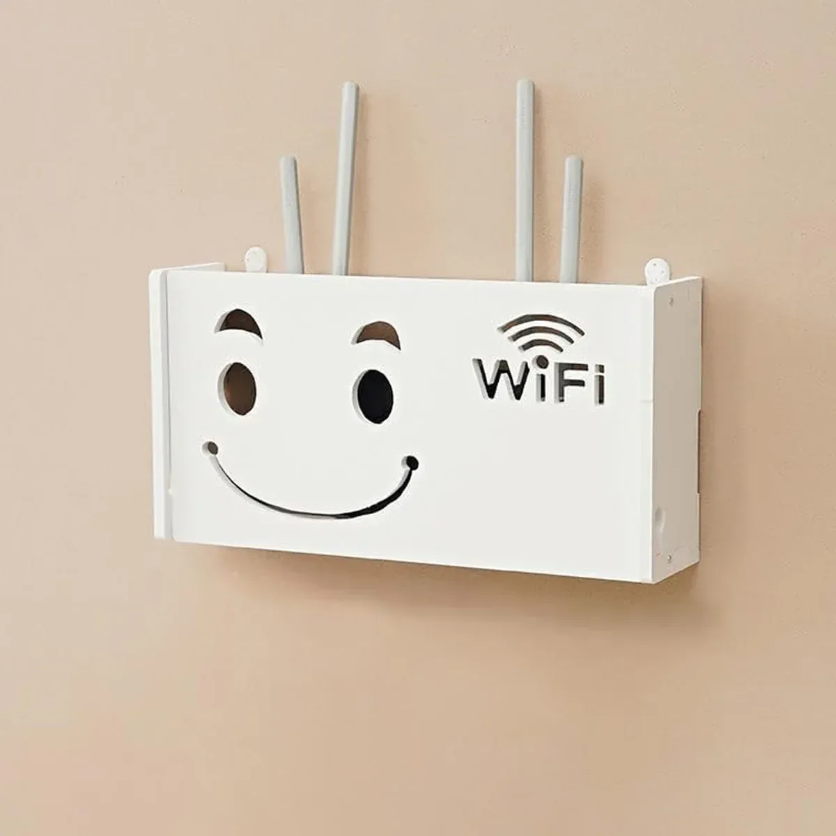No Drill Wall Mounted Router Storage Box Cable Organizer for WiFi Router Use