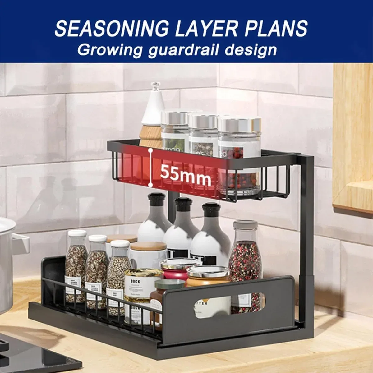Under Sink Storage Rack Kitchen Cabinet Organizer Adjustable Shelving Unit Home - White