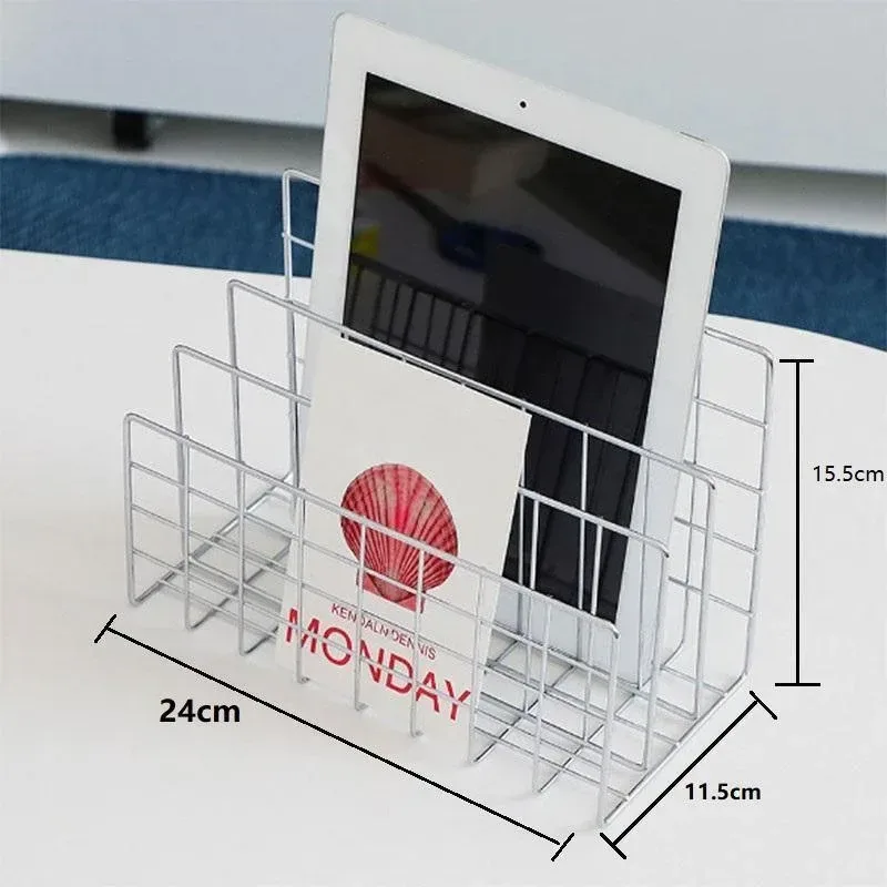 Three Layer Iron Office Document Organizer Rack Magazine Storage Shelf Bookshelf