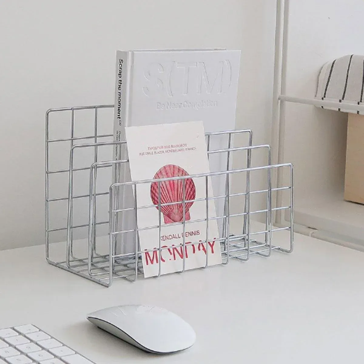 Three Layer Iron Office Document Organizer Rack Magazine Storage Shelf Bookshelf