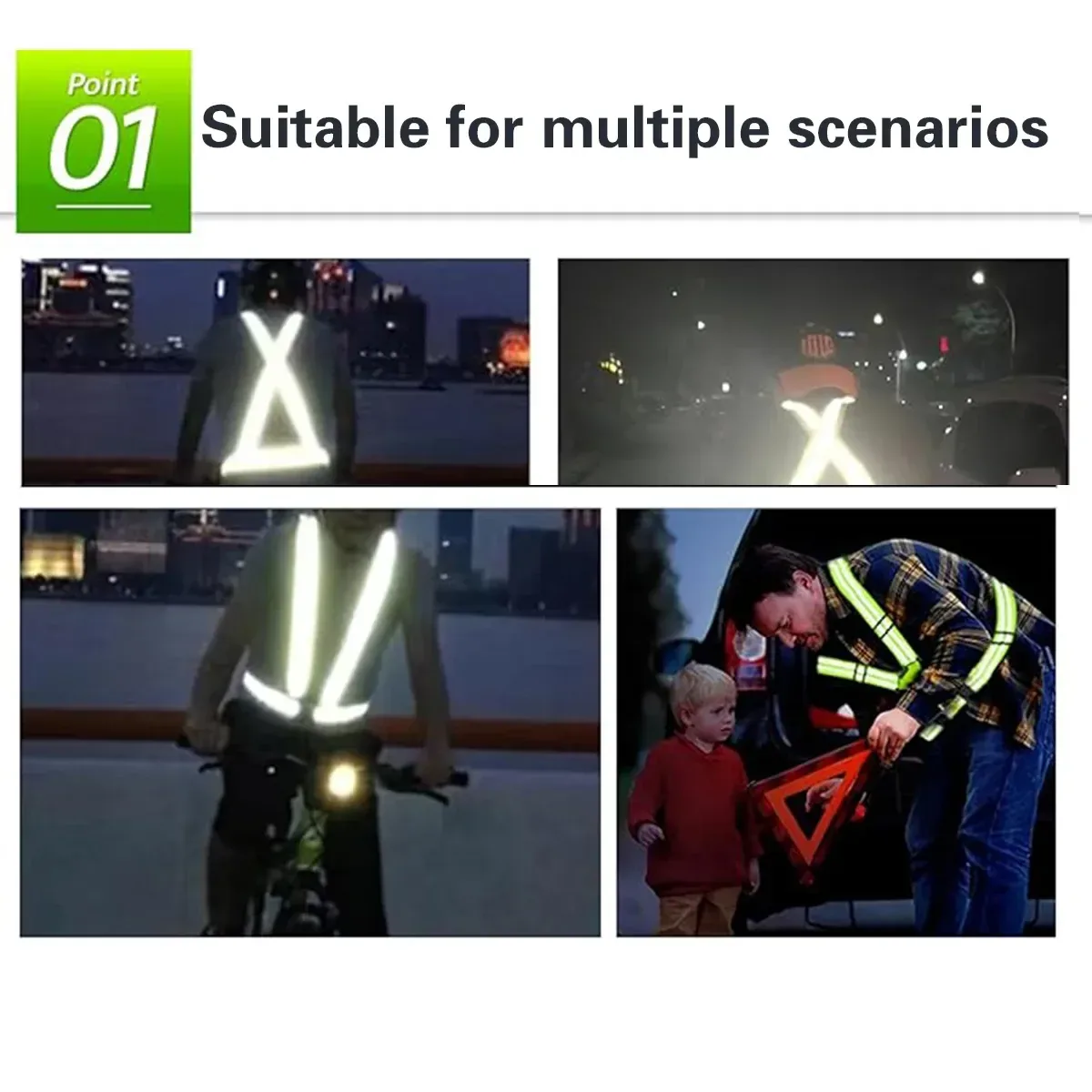 Reflective Shoulder Straps Safety High Visibility Vest for Night Running Cycling - Yellow