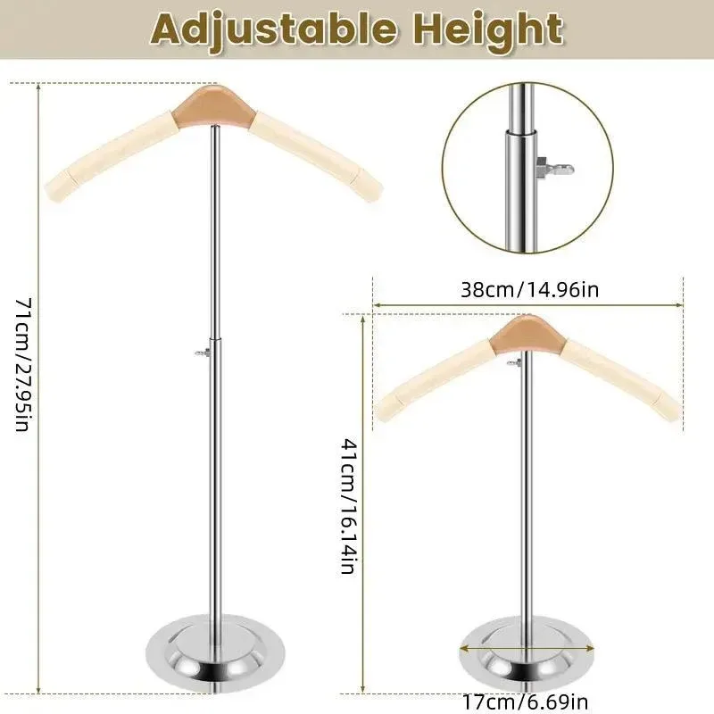 1-Piece Beige Adjustable T-Shaped Garment Display Stand