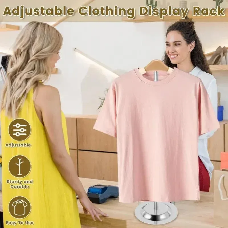 1-Piece Beige Adjustable T-Shaped Garment Display Stand