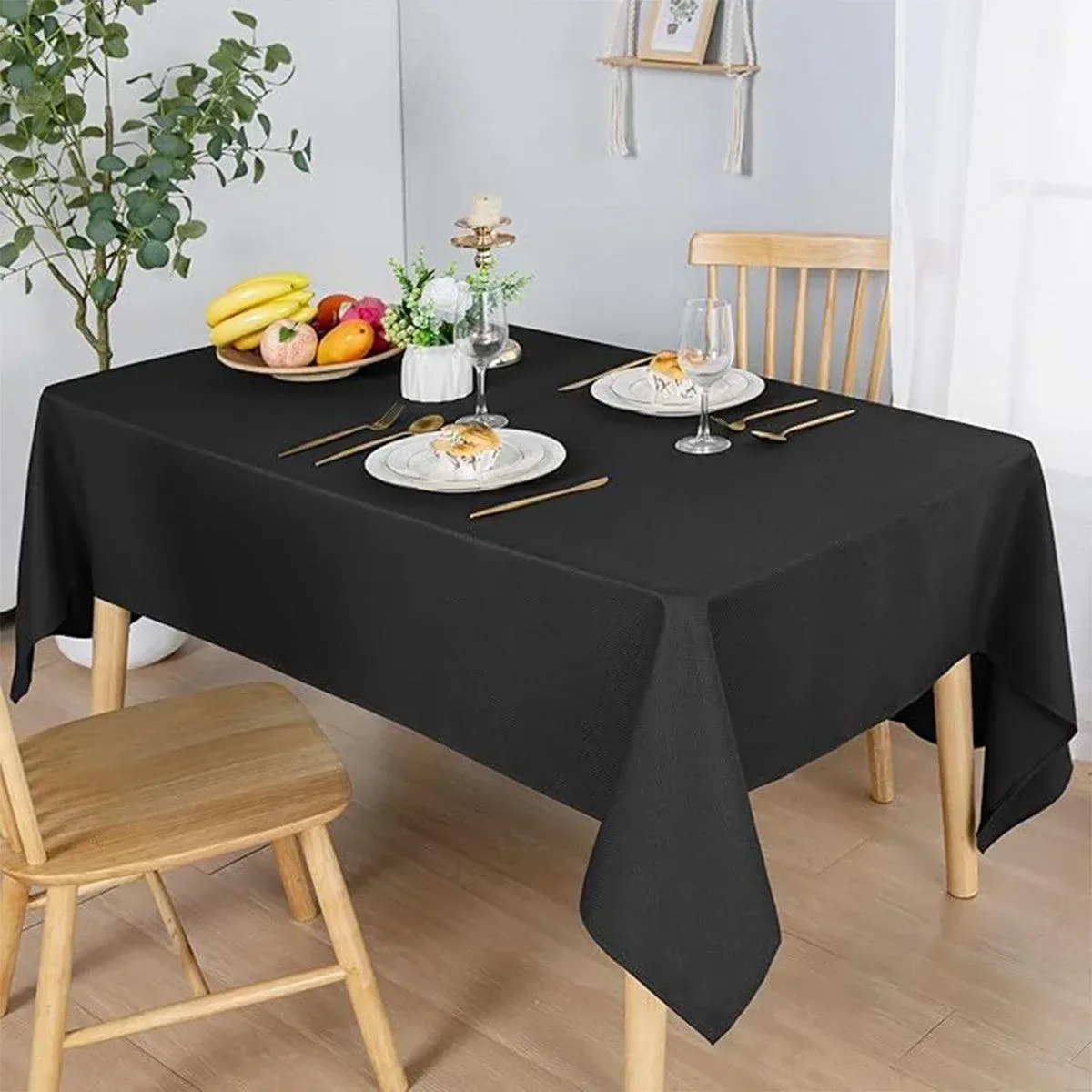 10pcs PEVA Rectangle Tablecloths Solid Colour Waterproof Party Table Covers - White