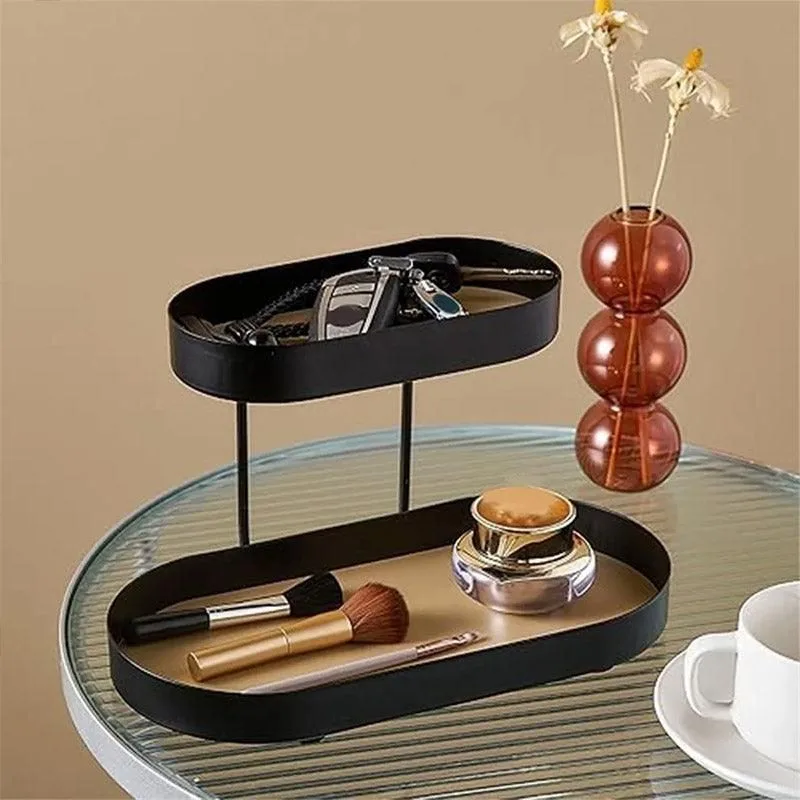 Double Tier Modern Household Tray Organizer Storage for Kitchen Bathroom Desk