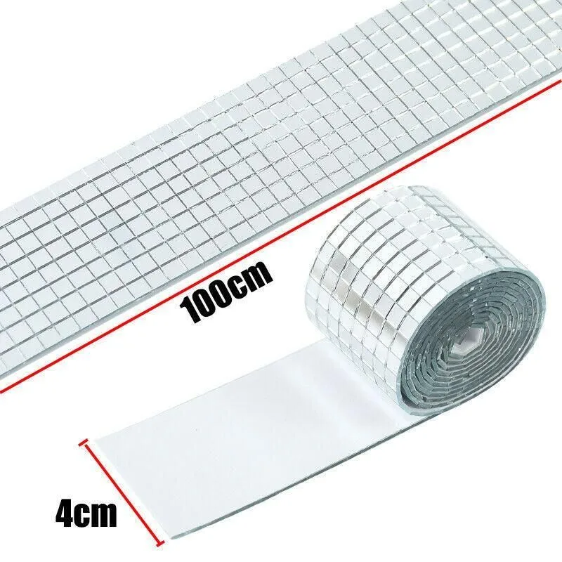 Diy Mini Mosaic Tiles Self-Adhesive Square Mirror Glass Wall Sticker Decors