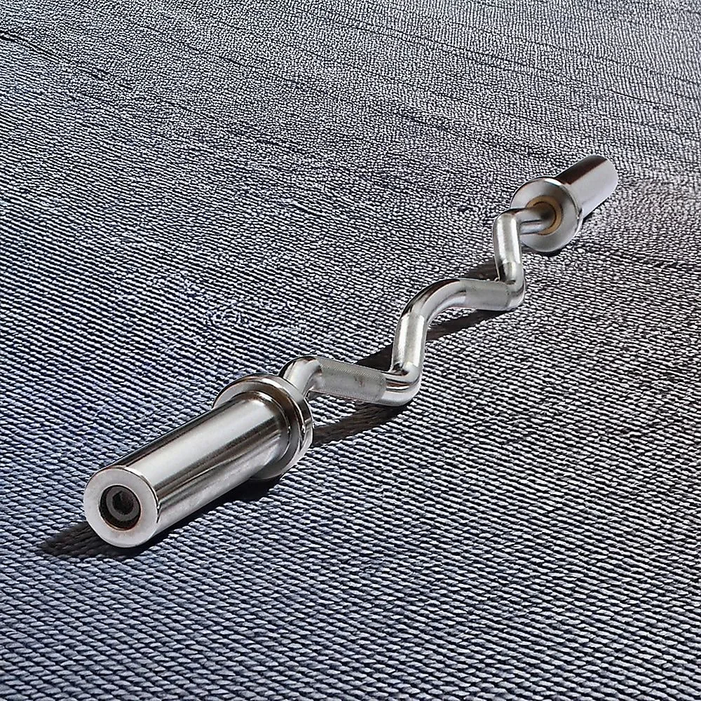 120cm Chrome Olympic EZ Curl Bar – Weightlifting Barbell for Home Gym Training