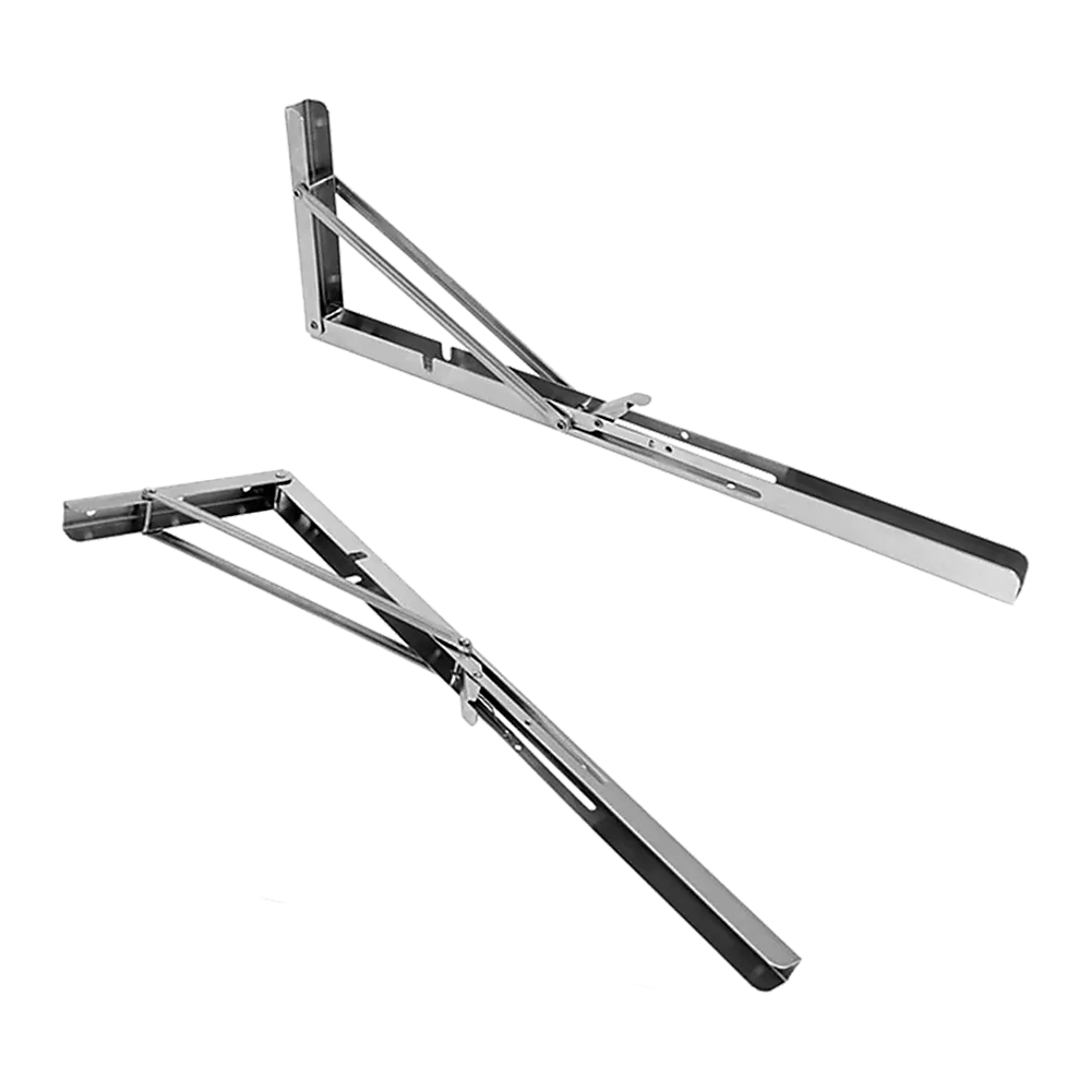 2x 20" Stainless Steel Folding Table Bracket Shelf Bench 50kg Load Heavy Duty
