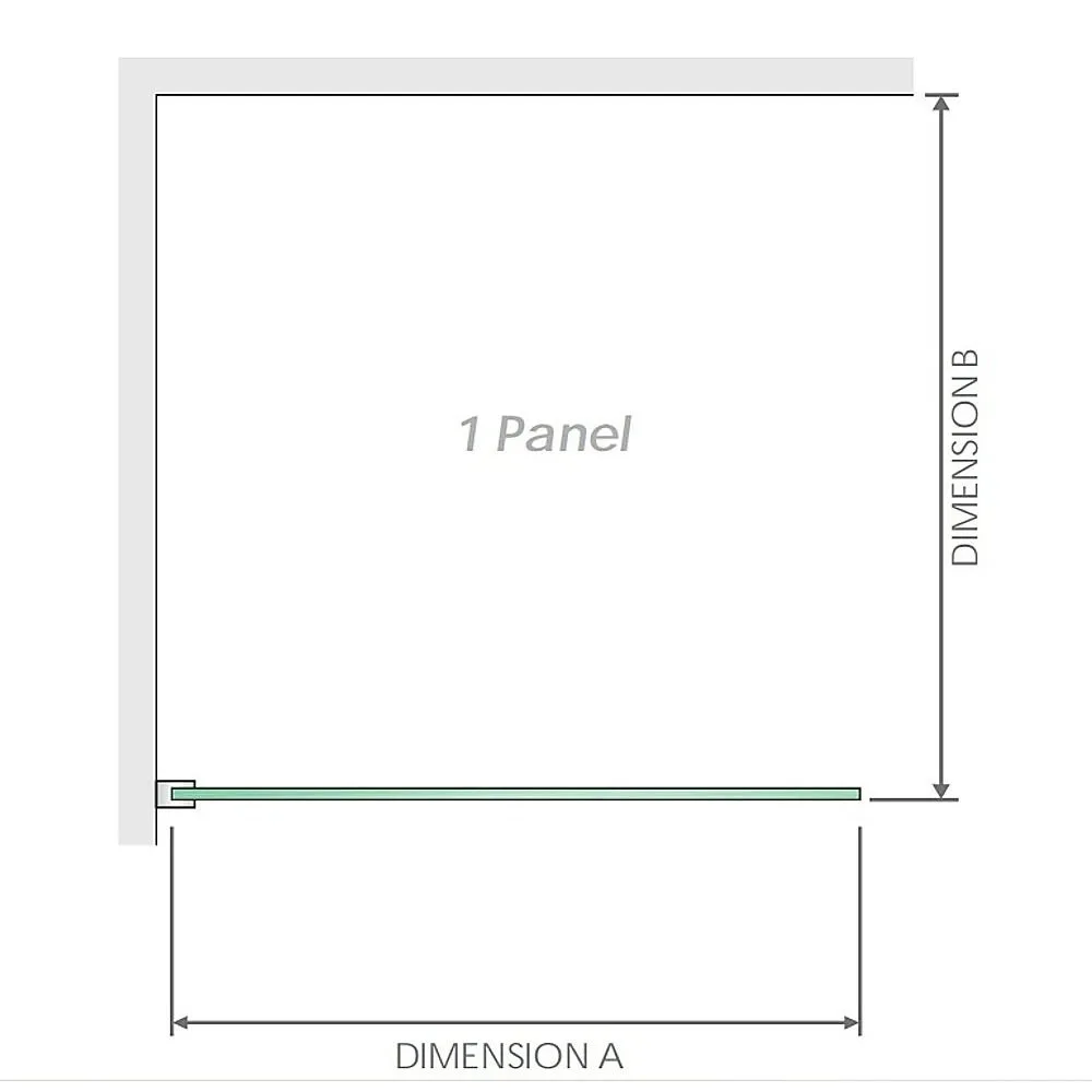 100x70cm Corner Frameless Shower Screen Wall Channel and Floor Channel with Brass Hinges & Square Knob Handle