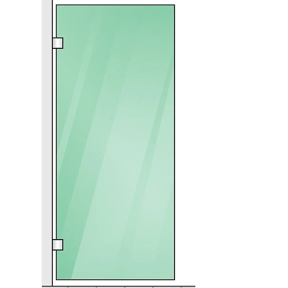 120x100cm Corner Frameless Shower Screen Wall Channel with Brass Hinges & Square Knob Handle