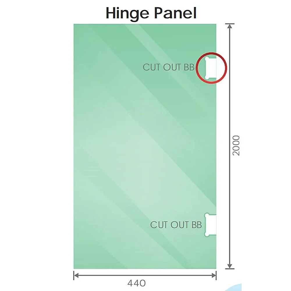 110x70cm Corner Frameless Shower Screen Wall Channel and Floor Channel with Brass Hinges & Round Knob Handle