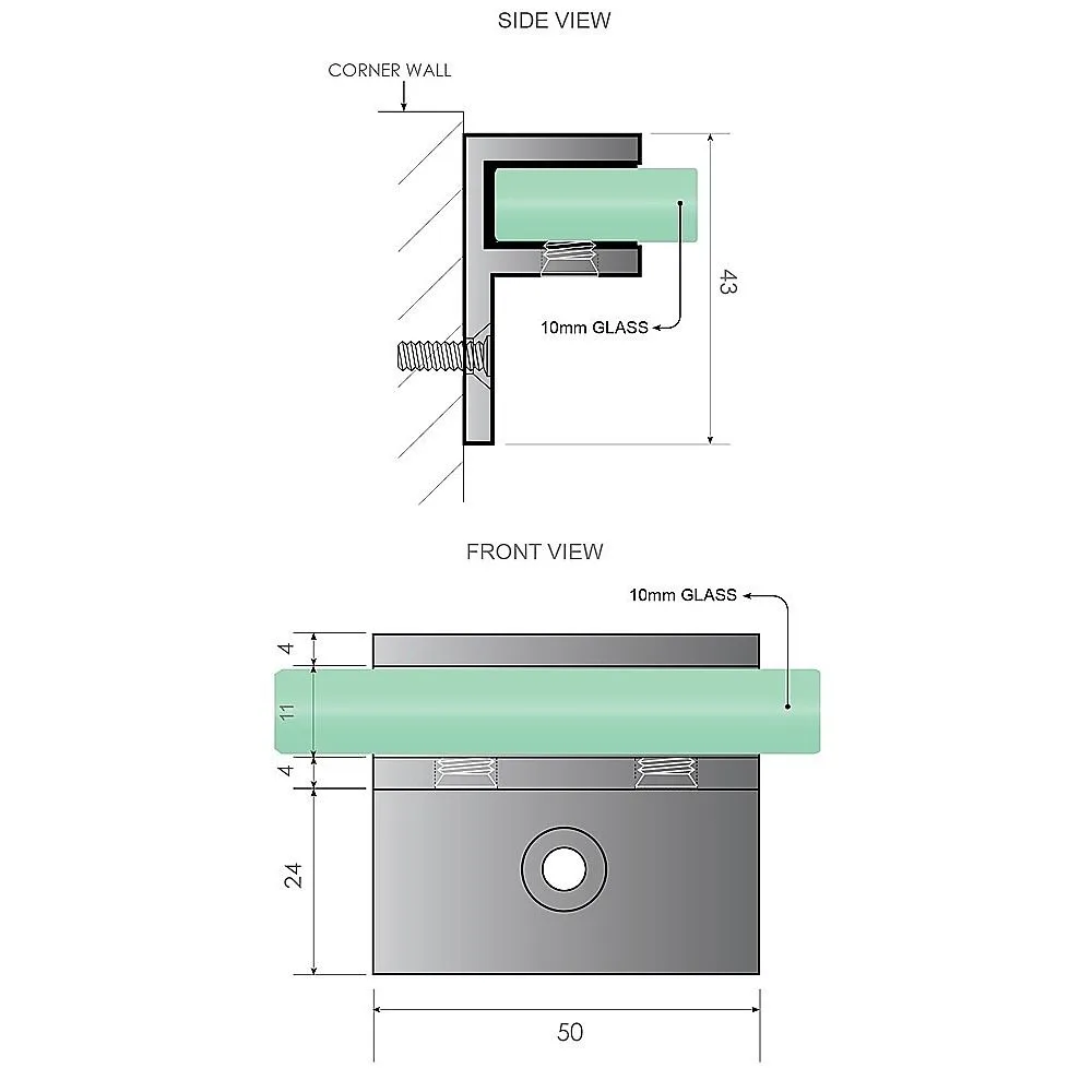 120x120cm Double Door Corner Shower Screen F-Brackets, Brass Hinges & Square Double Pull Handle