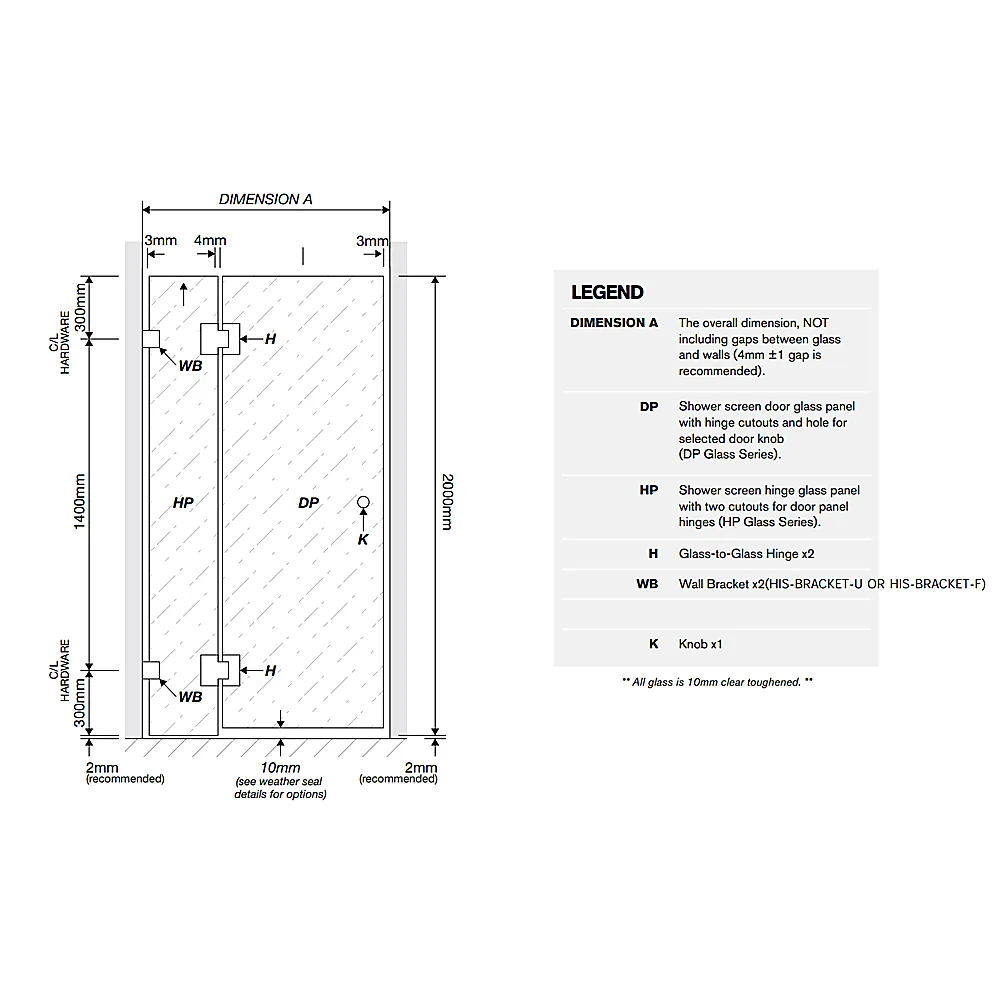 110x110cm Double Door Corner Shower U-Brackets with SS Hinges for Contemporary Bathrooms