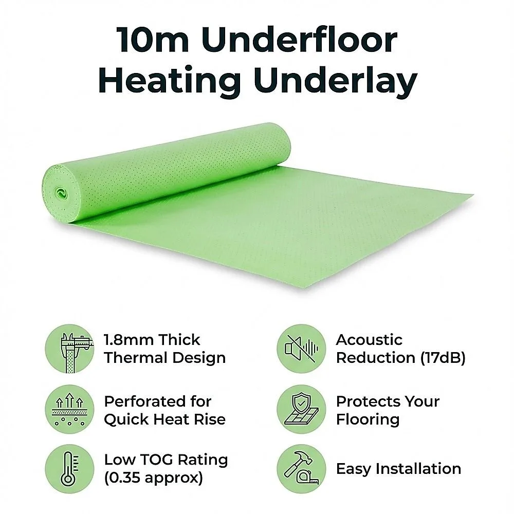 10m Underfloor Heating Underlay – For Laminate, Timber & Vinyl Flooring