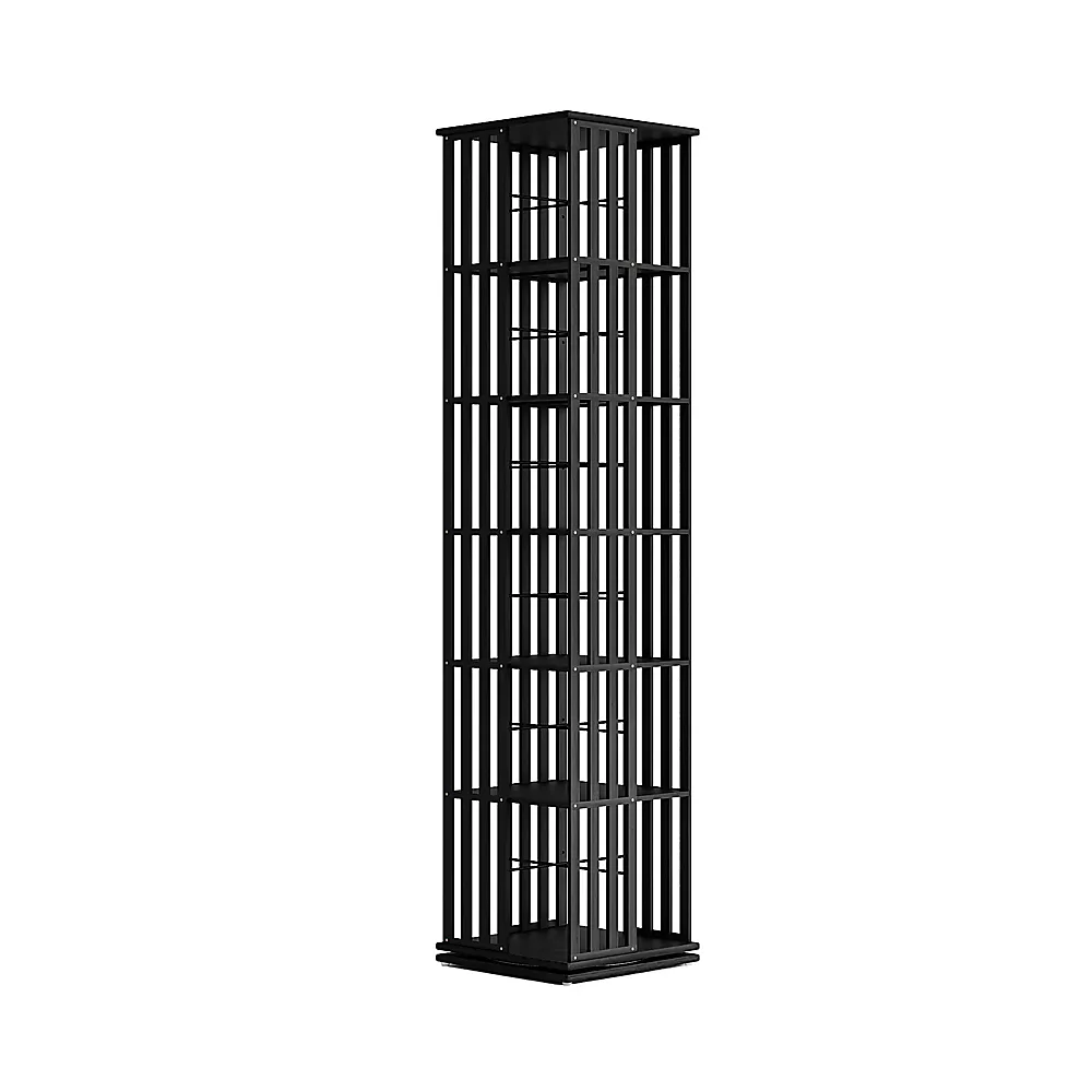 360 Rotating Bookshelf Bamboo Storage Display Rack Shelving