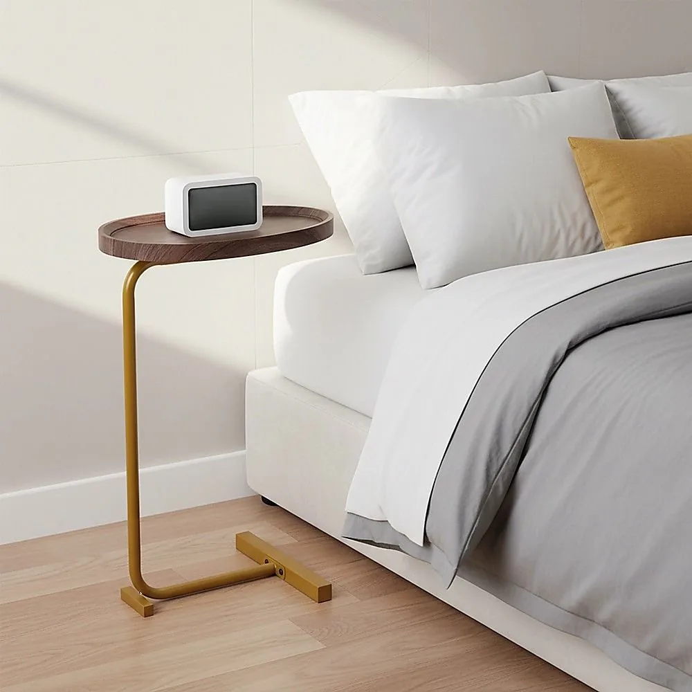 Modern Oval Side Table Gold Base Sofa End Table