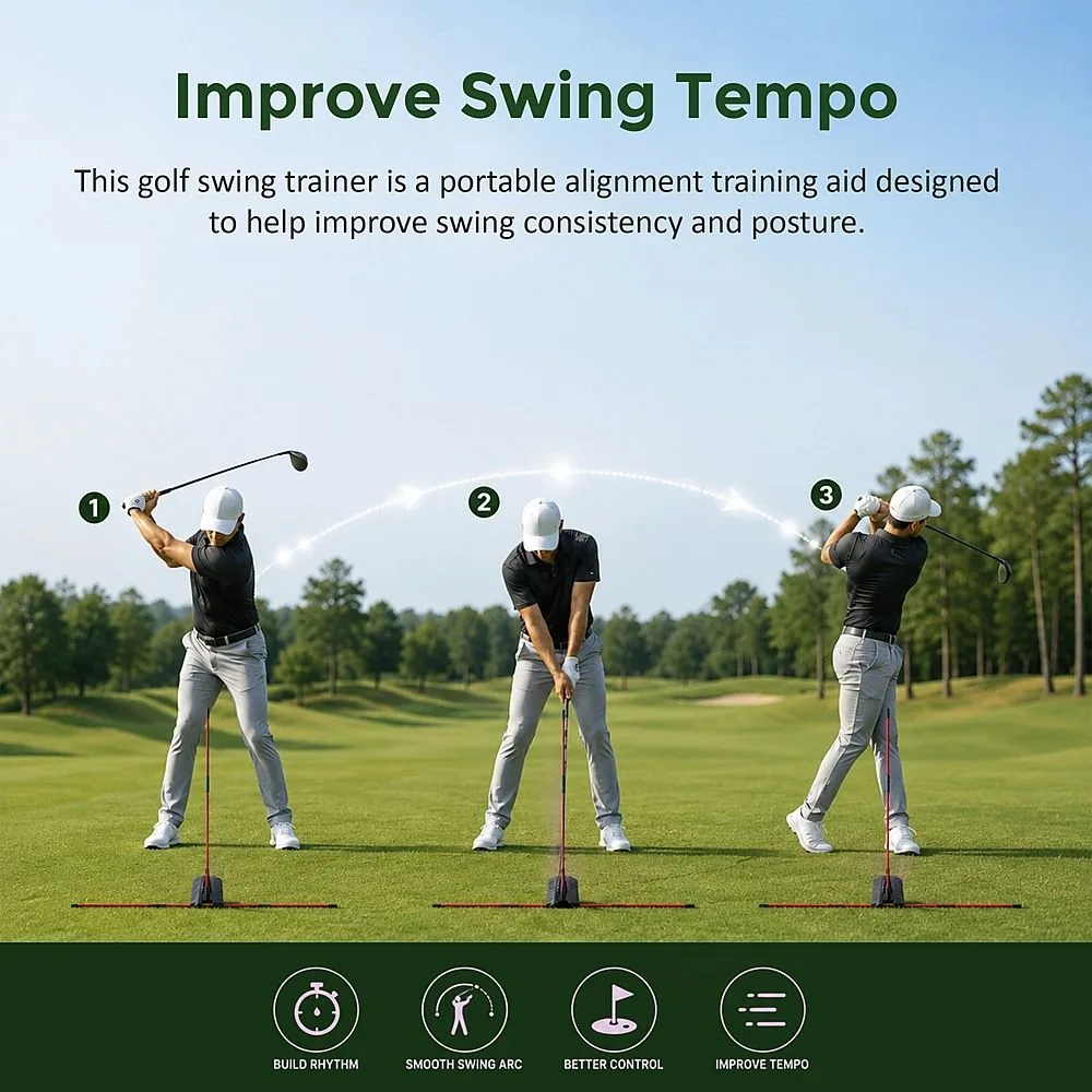 Portable Golf Swing Trainer Multi Functional Training Aid for Swing Practice Tempo and Strength Improvement